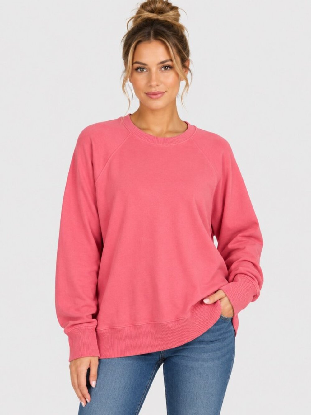 Aerie Women's Medium Pink Crewneck Sweatshirt Pullover Long Sleeve Casual